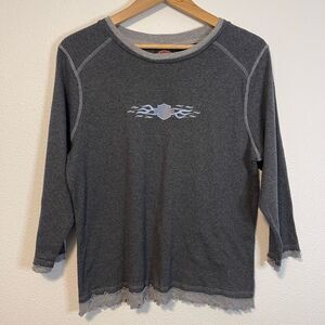 Harley-Davidson Grey Ruffle Trim T-Shirt Size XL